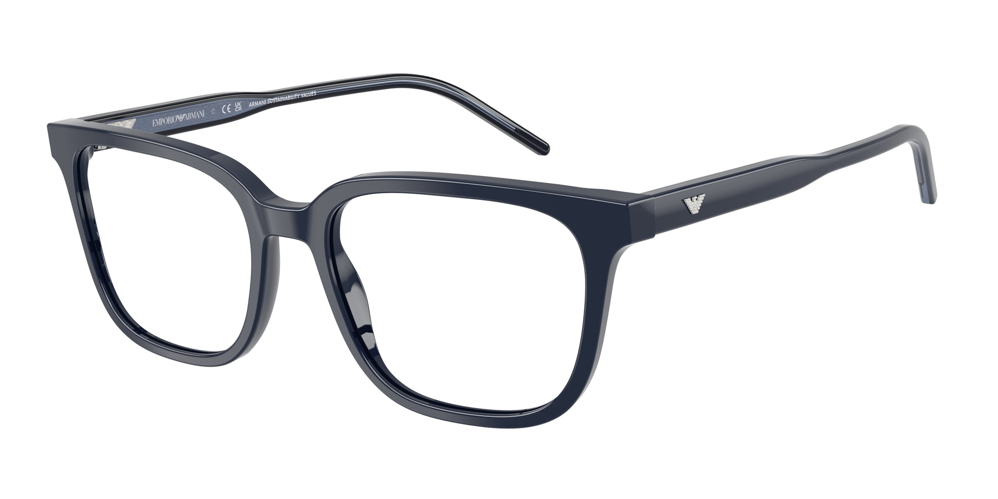 Emporio Armani EA3258 Square Eyeglasses  6256-Shiny Blue 54-145-18 - Color Map Blue