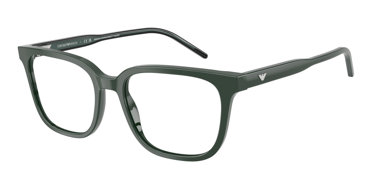 Emporio Armani EA3258 Square Eyeglasses  6257-Shiny Green 54-145-18 - Color Map Green