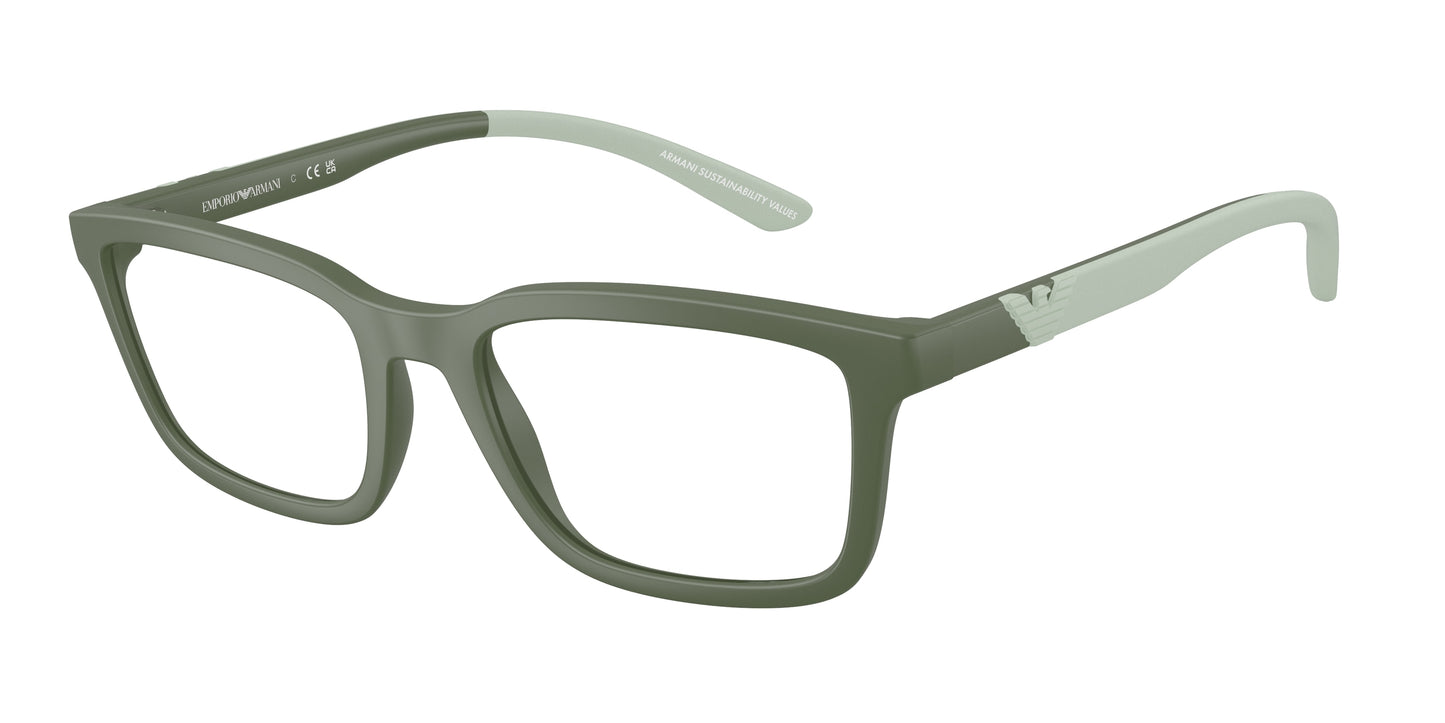 Emporio Armani EA3259 Rectangle Eyeglasses  6259-Matte Agave 56-145-19 - Color Map Green