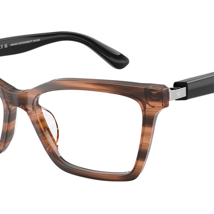 Emporio Armani EA3261U Butterfly Eyeglasses  6266-Shiny Striped Brown 54-140-16 - Color Map Brown