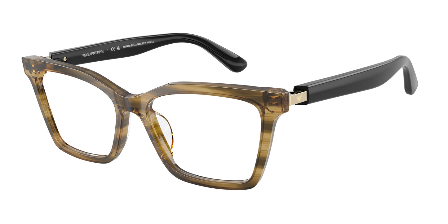 Emporio Armani EA3261U Butterfly Eyeglasses  6267-Shiny Striped Green 54-140-16 - Color Map Green