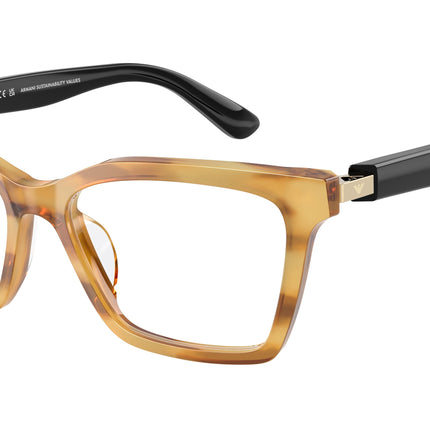 Emporio Armani EA3261U Butterfly Eyeglasses  6269-Shiny Striped Honey 54-140-16 - Color Map Yellow