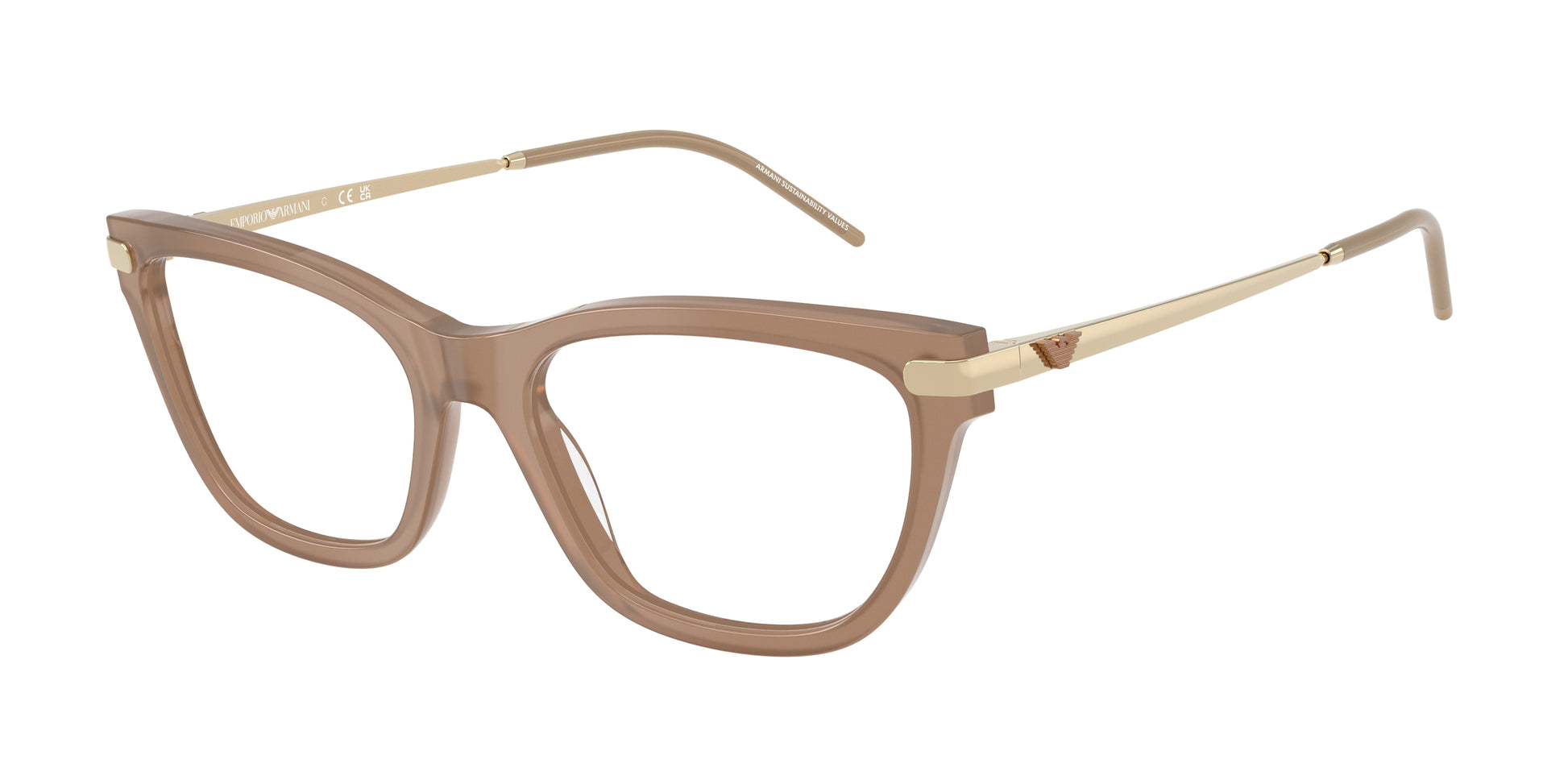 Emporio Armani EA3262 Cat Eye Eyeglasses  6263-Shiny Opal Tundra 54-140-17 - Color Map Brown