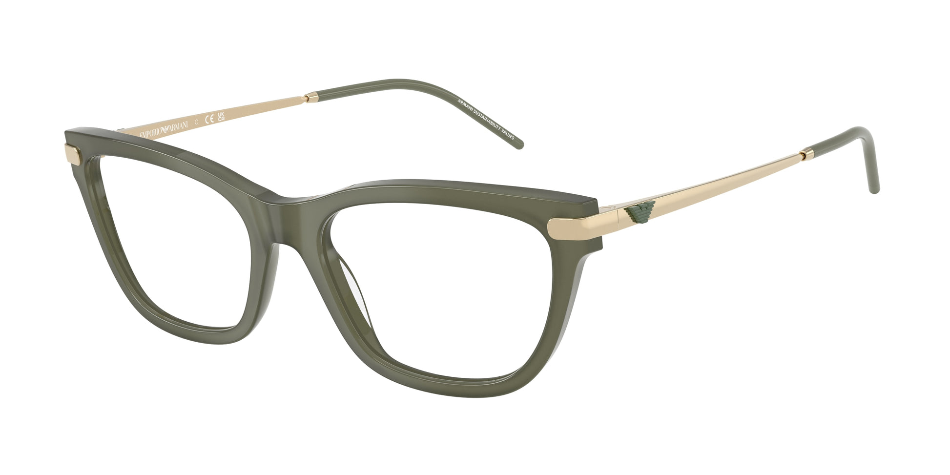 Emporio Armani EA3262 Cat Eye Eyeglasses  6264-Shiny Opal Green 54-140-17 - Color Map Green