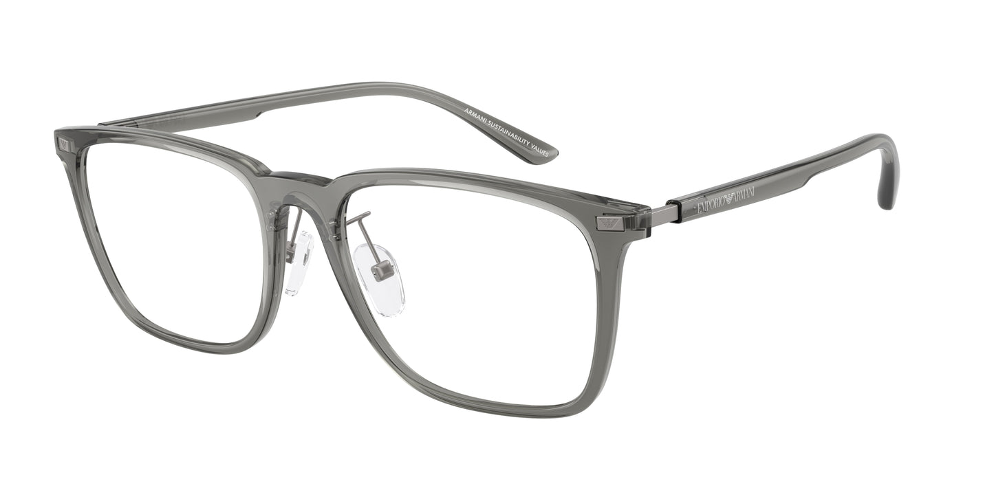 Emporio Armani EA3263D Pillow Eyeglasses  6106-Shiny Transparent Grey 55-145-18 - Color Map Grey
