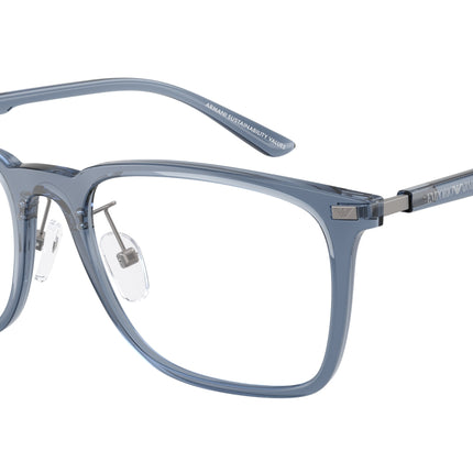 Emporio Armani EA3263D Pillow Eyeglasses  6108-Shiny Transparent Blue 55-145-18 - Color Map Blue
