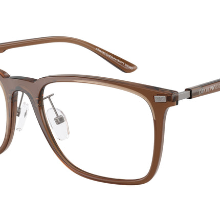Emporio Armani EA3263D Pillow Eyeglasses  6282-Shiny Transparent Brown 55-145-18 - Color Map Brown