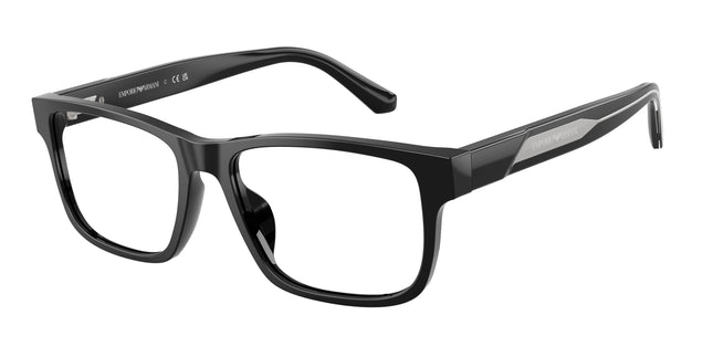 Emporio Armani EA3265U Rectangle Eyeglasses  5017-Shiny Black 56-145-17 - Color Map Black