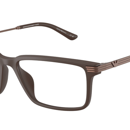 Emporio Armani EA3268U Rectangle Eyeglasses  6258-Matte Brown 55-145-16 - Color Map Brown
