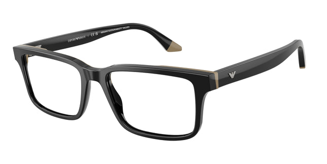 Emporio Armani EA3269 Rectangle Eyeglasses  6313-Black/Beige 56-145-18 - Color Map Black