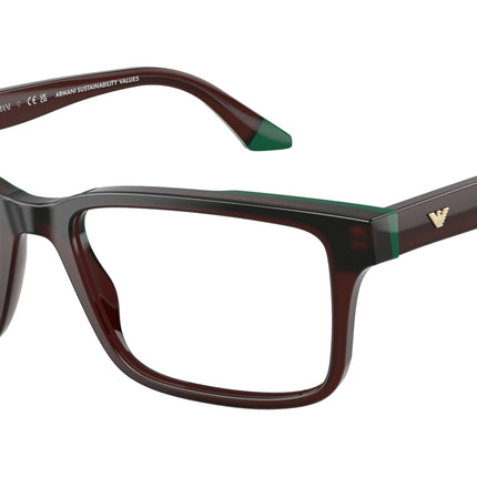 Emporio Armani EA3269 Rectangle Eyeglasses  6315-Opaline Brown/Green 56-145-18 - Color Map Brown