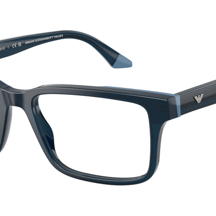 Emporio Armani EA3269 Rectangle Eyeglasses  6317-Opaline Blue 56-145-18 - Color Map Blue