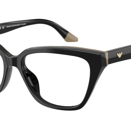 Emporio Armani EA3270U Cat Eye Eyeglasses  6313-Black/Beige 55-140-16 - Color Map Black