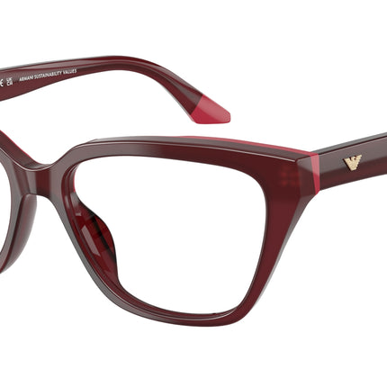 Emporio Armani EA3270U Cat Eye Eyeglasses  6320-Opaline Bordeaux/Pink 55-140-16 - Color Map Red