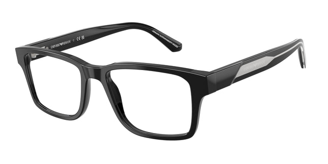 Emporio Armani EA3271F Rectangle Eyeglasses  5017-Shiny Black 54-145-18 - Color Map Black