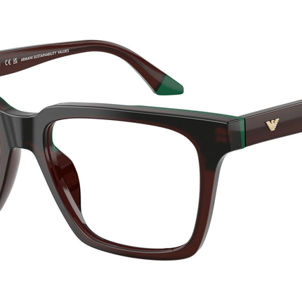 Emporio Armani EA3272U Square Eyeglasses  6315-Opaline Brown/Green 54-145-17 - Color Map Brown