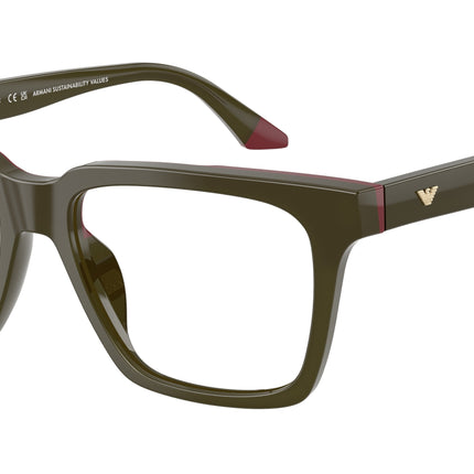 Emporio Armani EA3272U Square Eyeglasses  6316-Opaline Green/Bordeaux 54-145-17 - Color Map Green