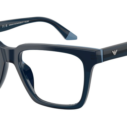 Emporio Armani EA3272U Square Eyeglasses  6317-Opaline Blue 54-145-17 - Color Map Blue