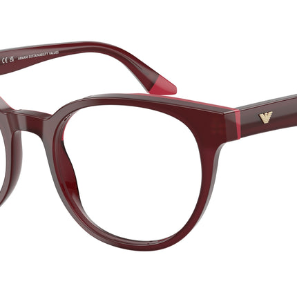Emporio Armani EA3274 Round Eyeglasses  6320-Opal Bordeaux/Pink 52-140-19 - Color Map Red