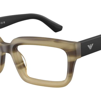 Emporio Armani EA3277U Rectangle Eyeglasses  6369-Striped Havana Green 54-145-19 - Color Map Green