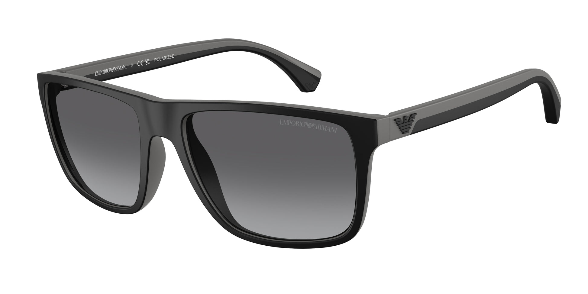 Emporio Armani EA4033 Square Sunglasses  5229T3-Rubber Black & Grey 56-140-17 - Color Map Black