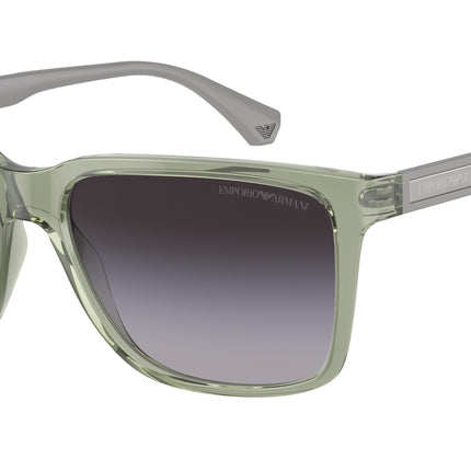 Emporio Armani EA4047 Square Sunglasses  53628G-Shiny Transparent Green 56-140-17 - Color Map Green