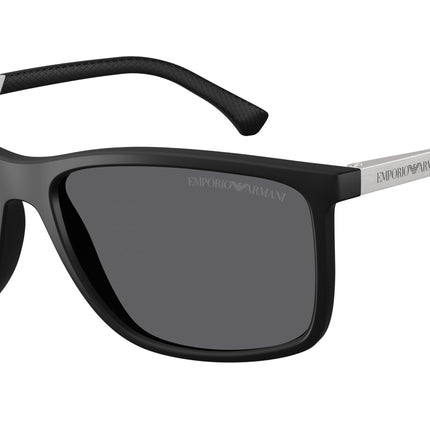 Emporio Armani EA4058 Rectangle Sunglasses  506381-Rubber Black 58-140-17 - Color Map Black