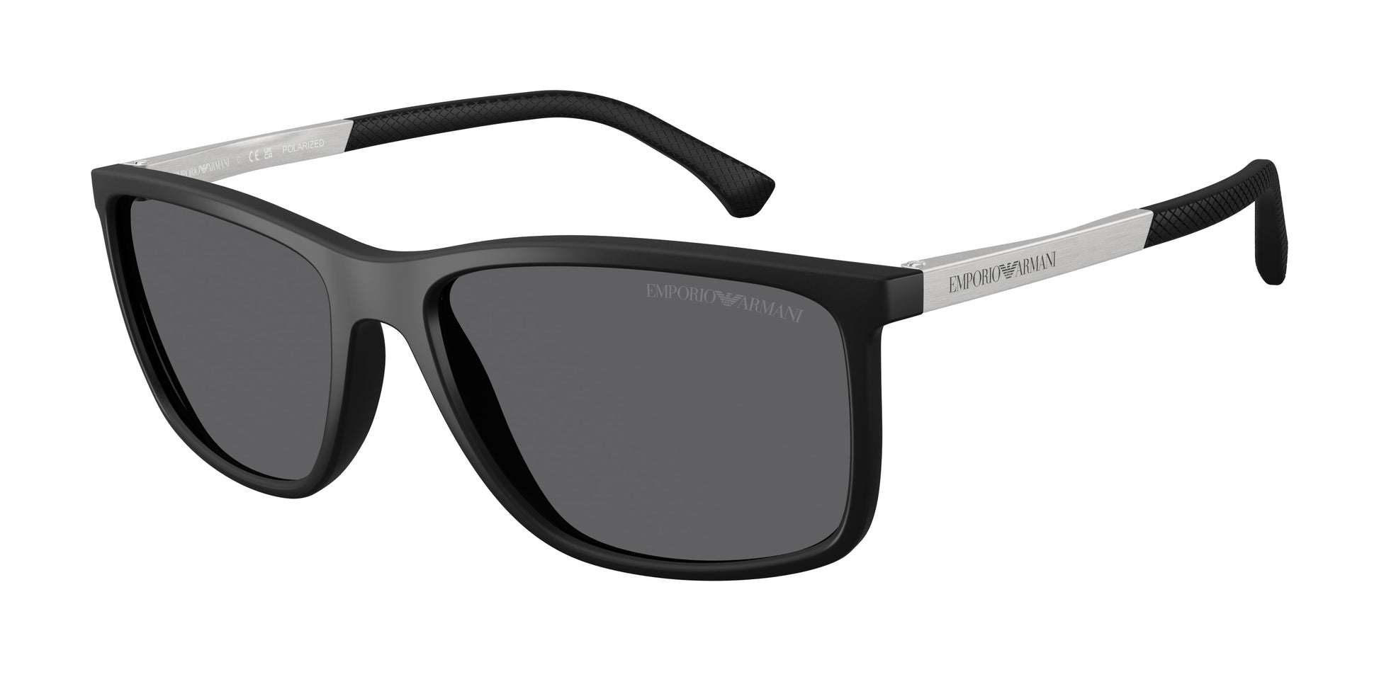 Emporio Armani EA4058 Rectangle Sunglasses  506381-Rubber Black 58-140-17 - Color Map Black
