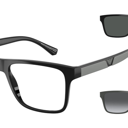 Emporio Armani EA4115F Rectangle Sunglasses  50171W-Shiny Black 54-145-18 - Color Map Black