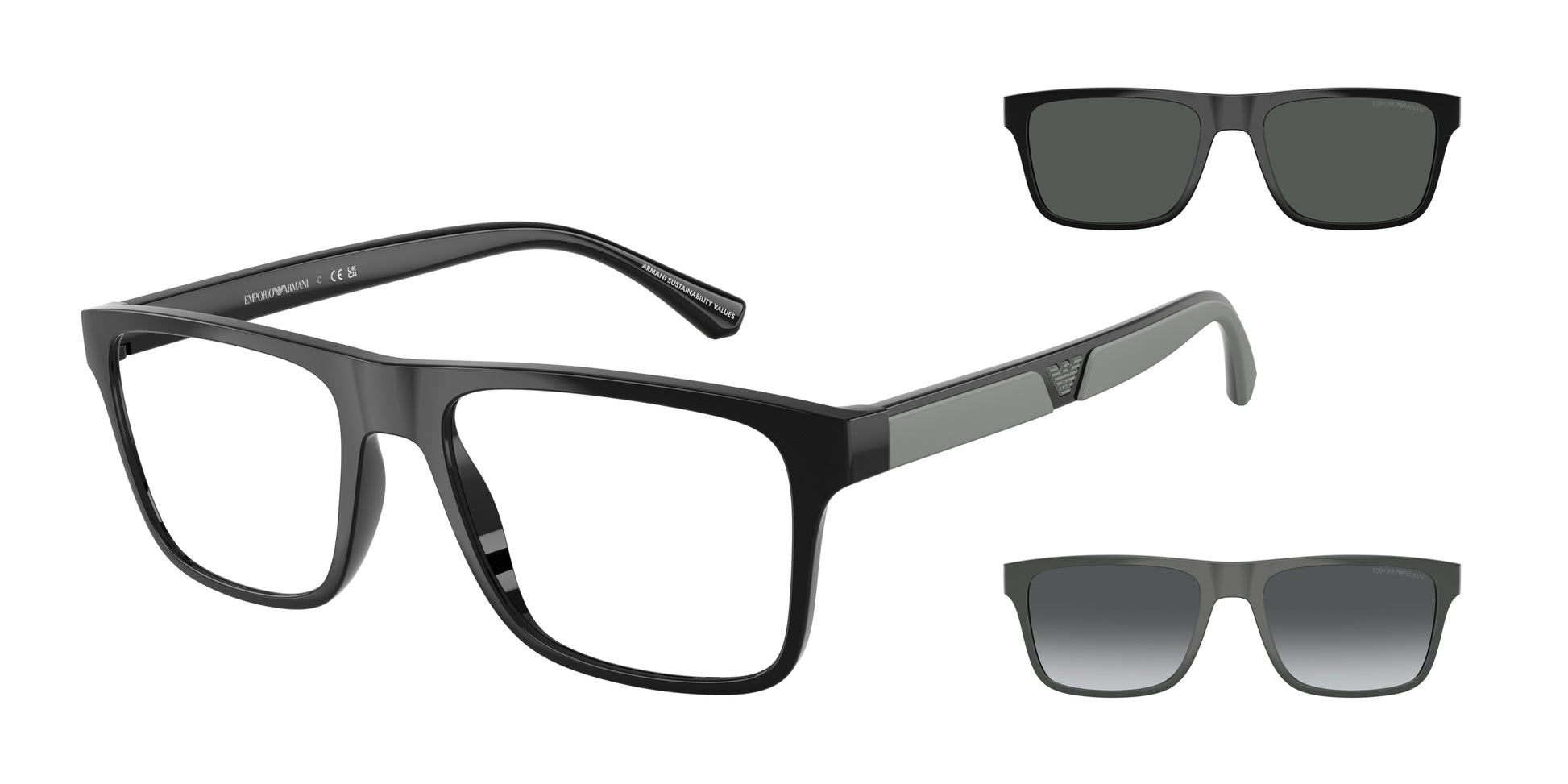 Emporio Armani EA4115F Rectangle Sunglasses  50171W-Shiny Black 54-145-18 - Color Map Black