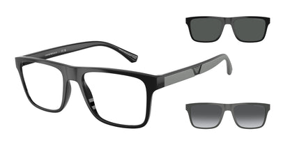 Emporio Armani EA4115F Rectangle Sunglasses  50171W-Shiny Black 54-145-18 - Color Map Black