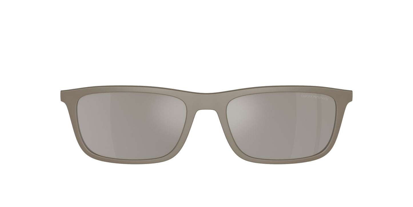 Emporio Armani EA4160C Rectangle Clip-On  54376G-Matte Mud 55-145-18 - Color Map Light Grey Mirror Silver