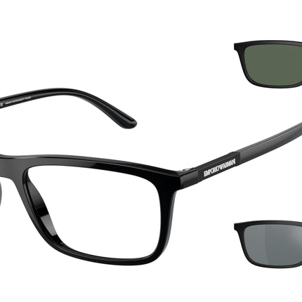 Emporio Armani EA4160 Rectangle Sunglasses  50011W-Shiny Black 55-145-18 - Color Map Black