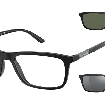 Emporio Armani EA4160 Rectangle Sunglasses  50421W-Matte Black 55-145-18 - Color Map Black