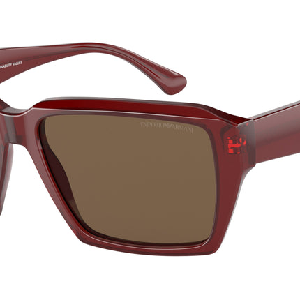 Emporio Armani EA4186 Rectangle Sunglasses  507573-Shiny Transparent Red 58-145-17 - Color Map Red