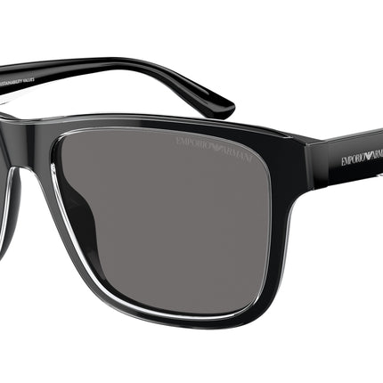Emporio Armani EA4208F Pillow Sunglasses  605187-Shiny Black/Top Crystal 57-145-18 - Color Map Black