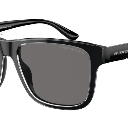 Emporio Armani EA4208 Pillow Sunglasses  605187-Shiny Black/Top Crystal 56-145-18 - Color Map Black