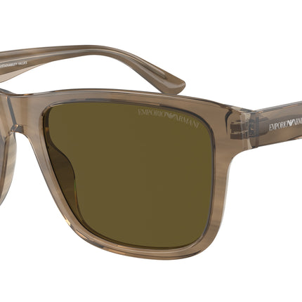 Emporio Armani EA4208 Pillow Sunglasses  605573-Shiny Green/Top Brown 56-145-18 - Color Map Green