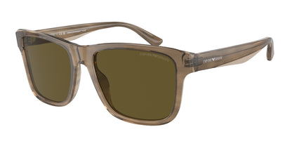 Emporio Armani EA4208 Pillow Sunglasses  605573-Shiny Green/Top Brown 56-145-18 - Color Map Green