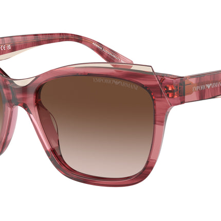 Emporio Armani EA4209F Pillow Sunglasses  605713-Shiny Bordeaux/Top Light Brown 56-140-17 - Color Map Red