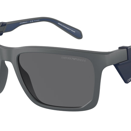 Emporio Armani EA4219 Rectangle Sunglasses  610387-Matte Dark Grey 57-145-18 - Color Map Grey