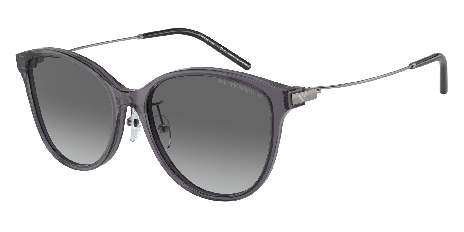 Emporio Armani EA4220F Cat Eye Sunglasses  610611-Shiny Transparent Black 56-145-17 - Color Map Grey