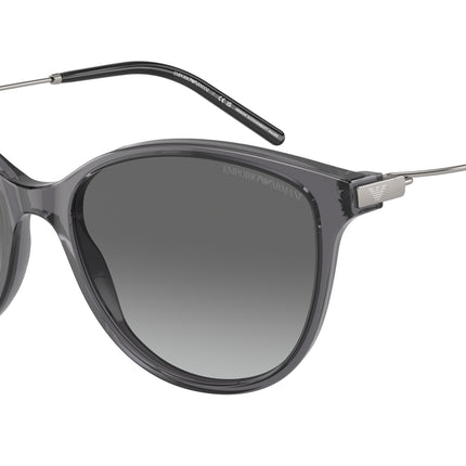 Emporio Armani EA4220 Cat Eye Sunglasses  610611-Shiny Transparent Black 54-140-17 - Color Map Grey