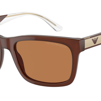 Emporio Armani EA4224 Rectangle Sunglasses  609573-Shiny Opaline Brown 57-145-19 - Color Map Brown
