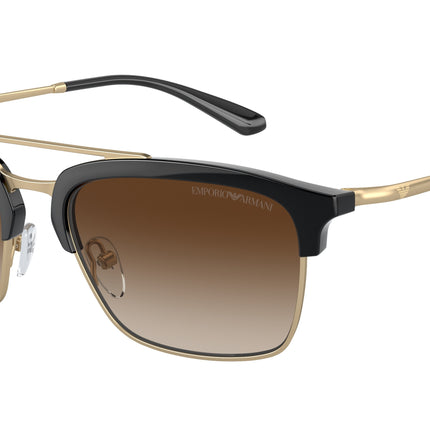 Emporio Armani EA4228 Pilot Sunglasses  300213-Shiny Black/Matte Pale Gold 55-145-18 - Color Map Black