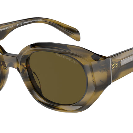 Emporio Armani EA4230U Irregular Sunglasses  614873-Shiny Striped Green 48-145-25 - Color Map Green