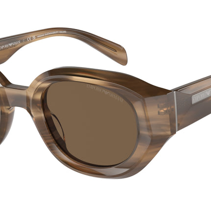Emporio Armani EA4230U Irregular Sunglasses  614973-Shiny Striped Brown 48-145-25 - Color Map Brown