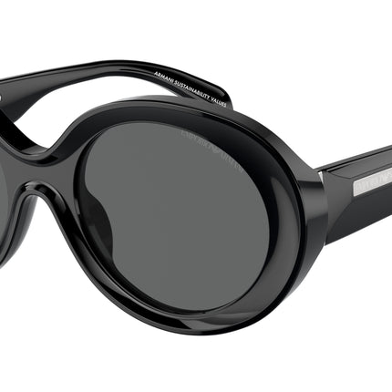 Emporio Armani EA4231U Oval Sunglasses  501787-Shiny Black 53-140-20 - Color Map Black