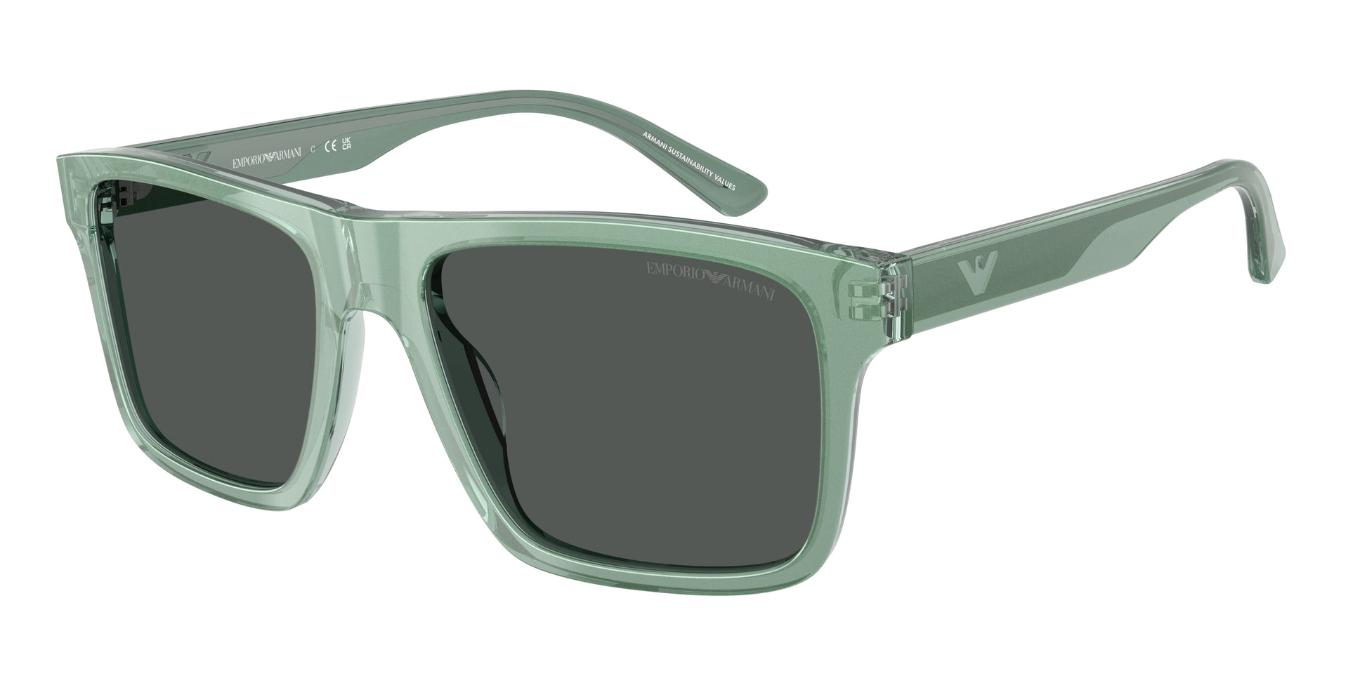Emporio Armani EA4232 Square Sunglasses  617687-Iridescent Green 57-145-18 - Color Map Green