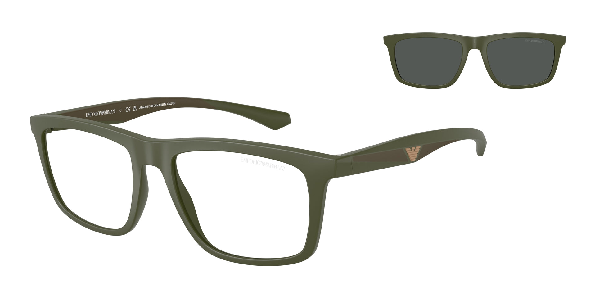 Emporio Armani EA4235 Square Sunglasses  61841W-Matte Green 55-145-18 - Color Map Green